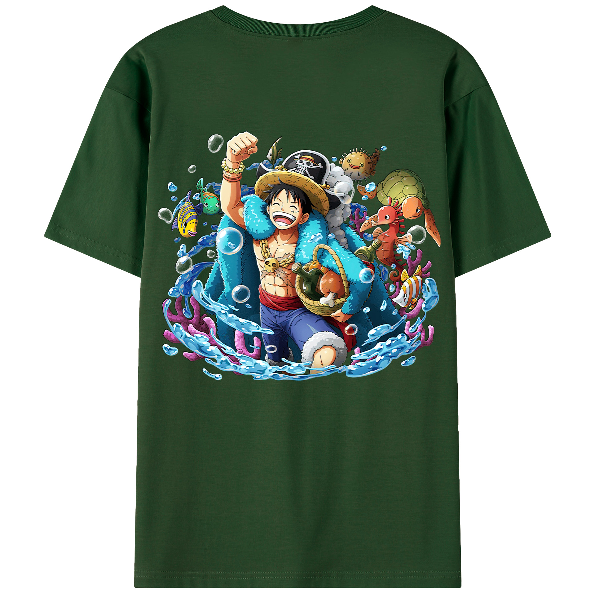 ワンピース モンキー・D・ルフィ ONE PIECE Monkey D. Luffy 綿100％半袖Tシャツ（背面プリント）